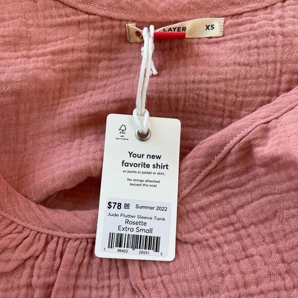 Marine Layer Jude Flutter Sleeve Tank Rosette Pink XS NWT - Picture 5 of 7